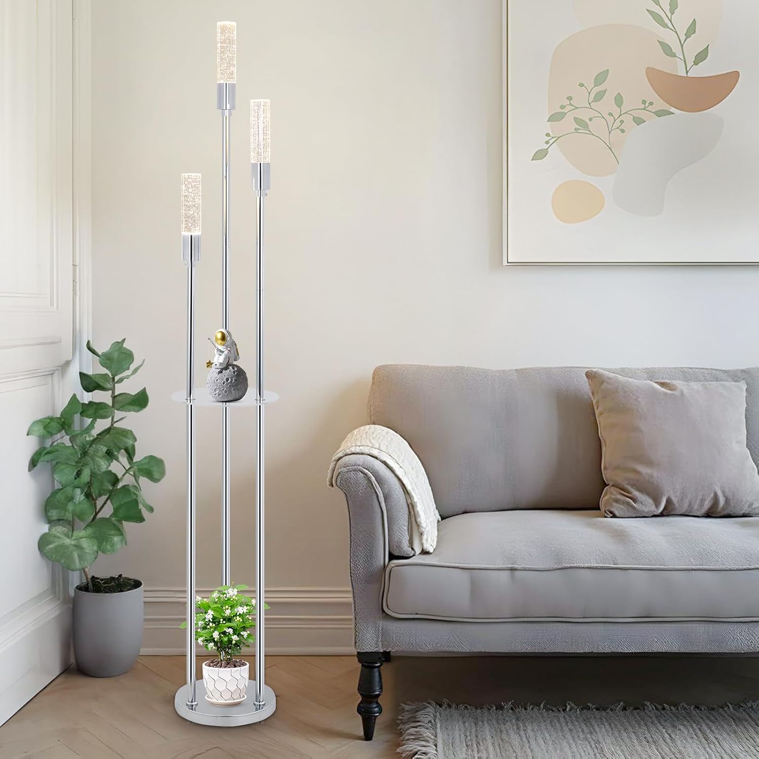 Bubble Crystal Floor Lamp with Shelves,