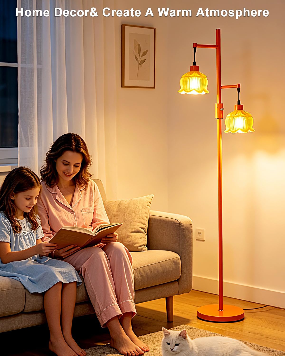 Floor Lamp with LED Bulbs Included, Dimmable