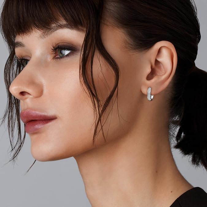 Gilded Diamond 0.25 Cttw Prong Huggie Earrings Silver