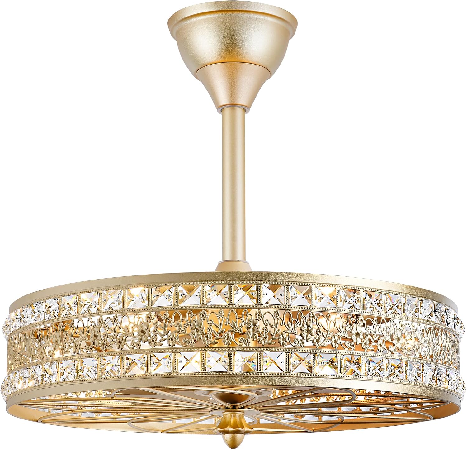 Gold Chandelier Light Fixture and Fan with remote, 6-Light
